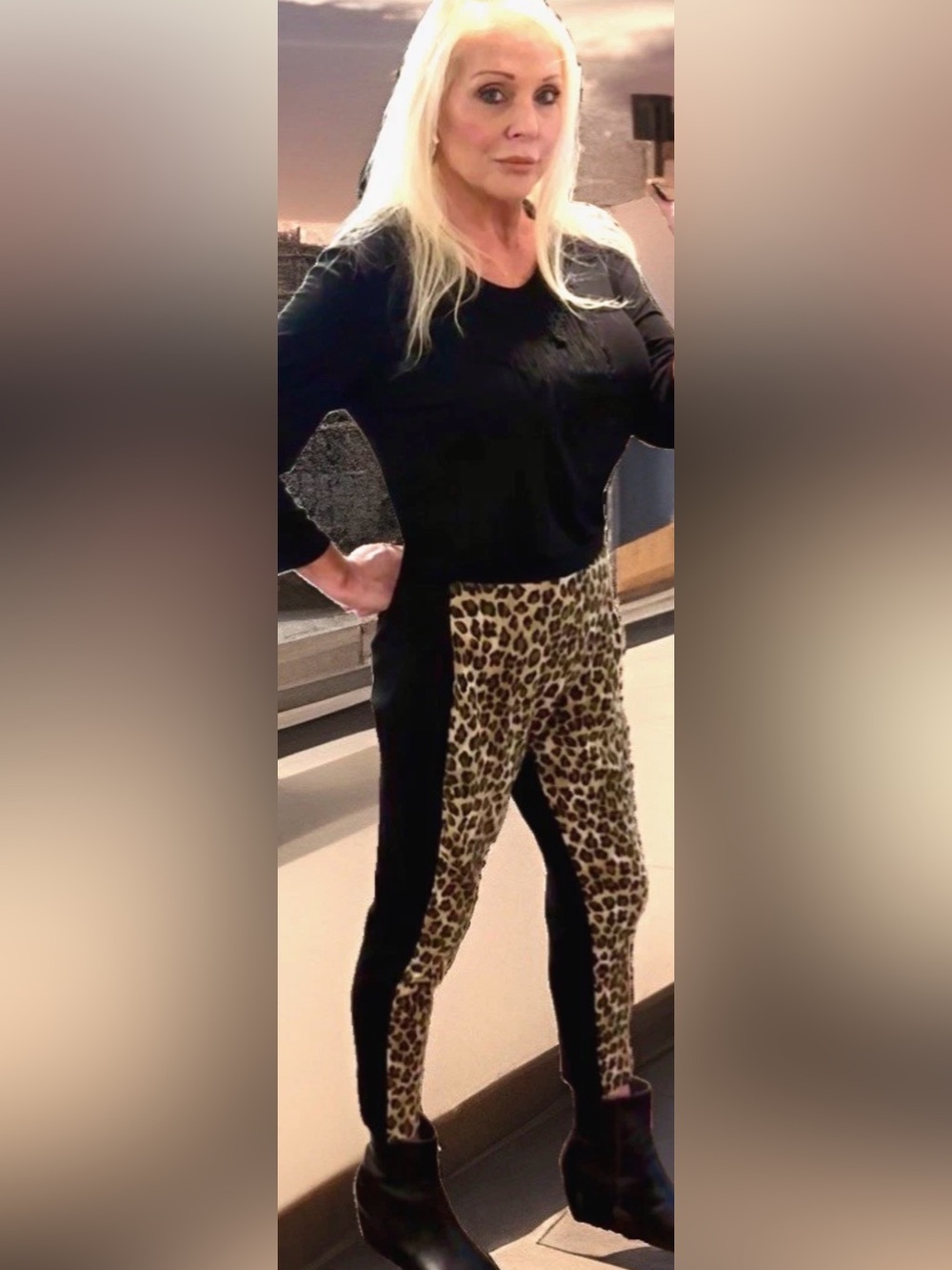 🐆CHICO’S🐆 LEOPARD COLORBLOCK PULL-ON ANKLE LEGGINGS